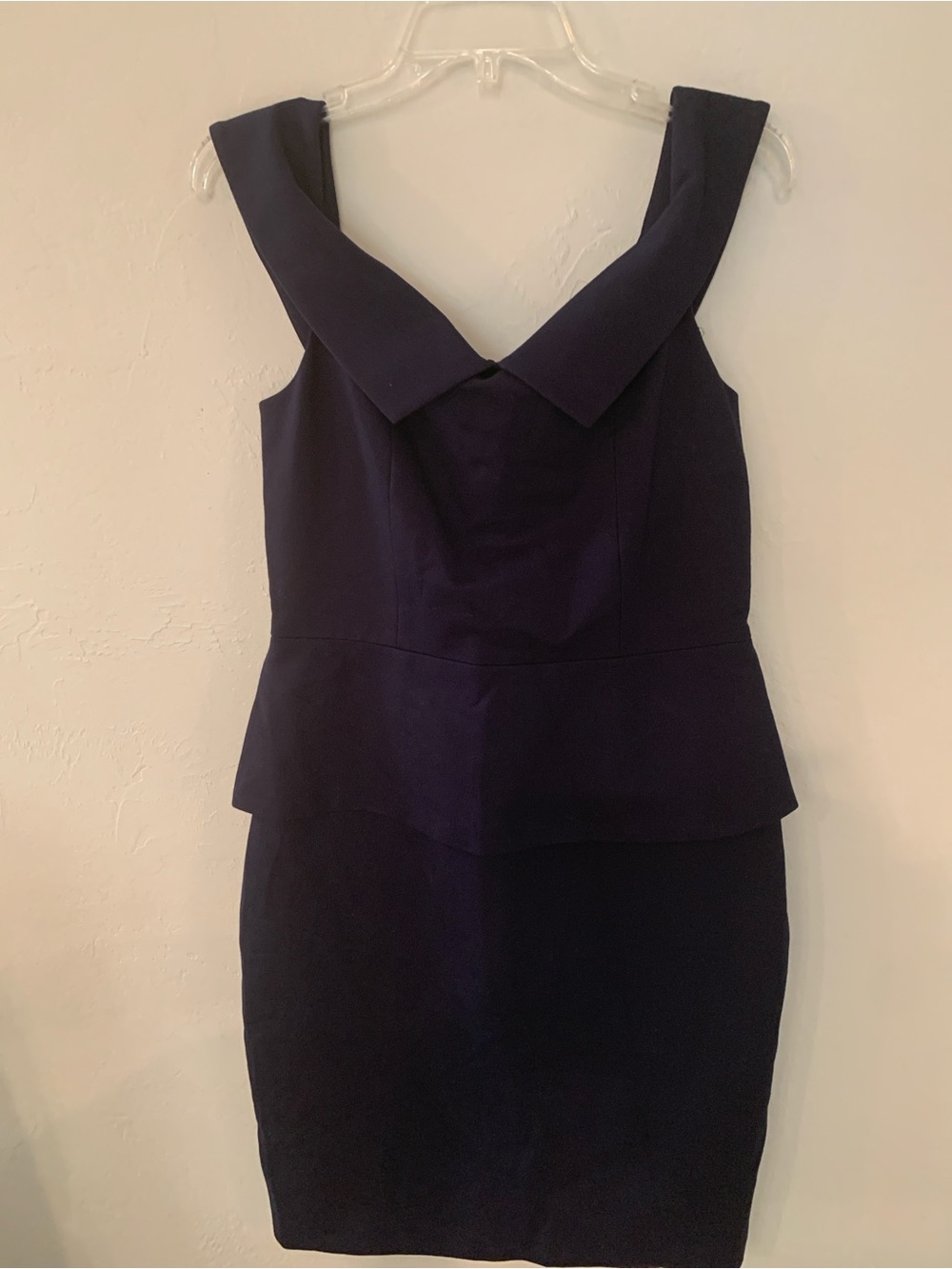 Ted Baker Collar V Structured Peplum Midi Navy Dress NWT retail $319 size 3/US 8